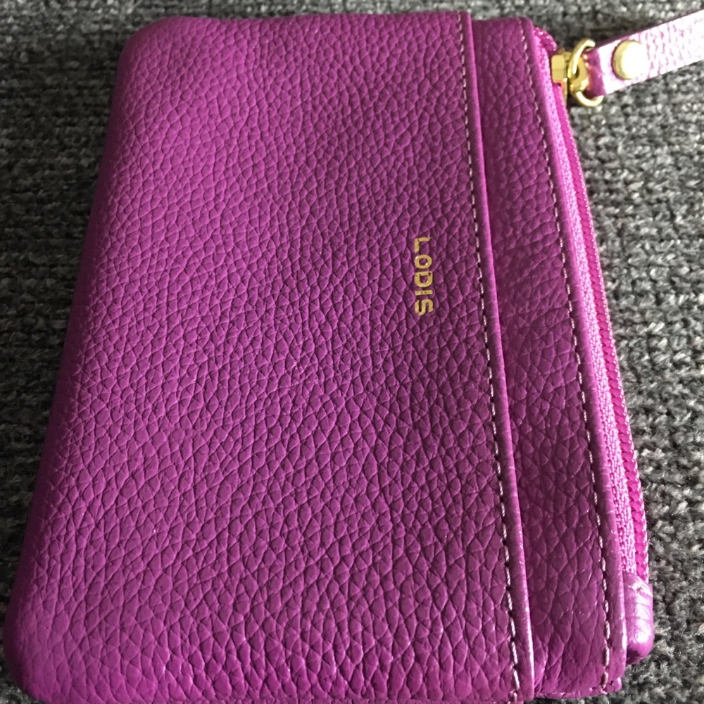 LODIS Purple Pebbled Leather zipper Coin purse